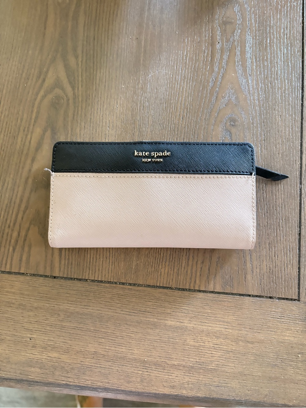 kate spade Black and beige Zip-Around Wallet